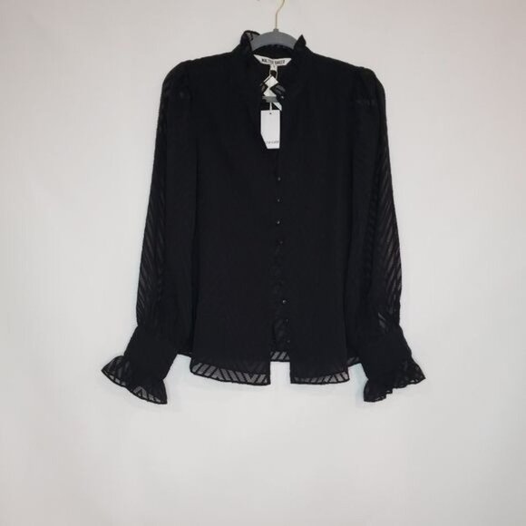 NWT Walter‎ Baker Justice Chevron Ruffle Long Sleeve Top Size Small - Picture 2 of 12